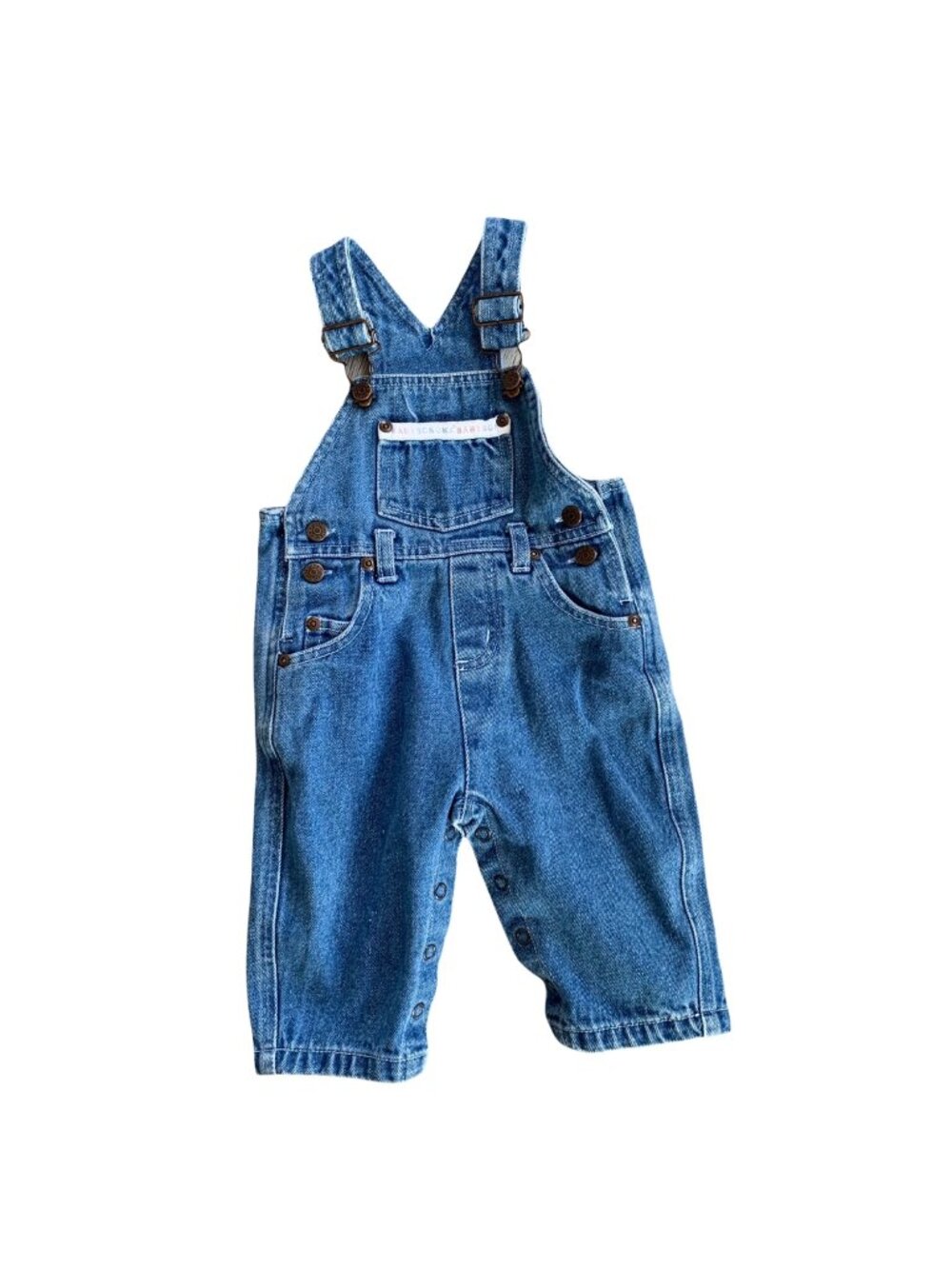 Vintage Baby Sonoma Spellout Medium Wash Denim Overalls 6-9 Months